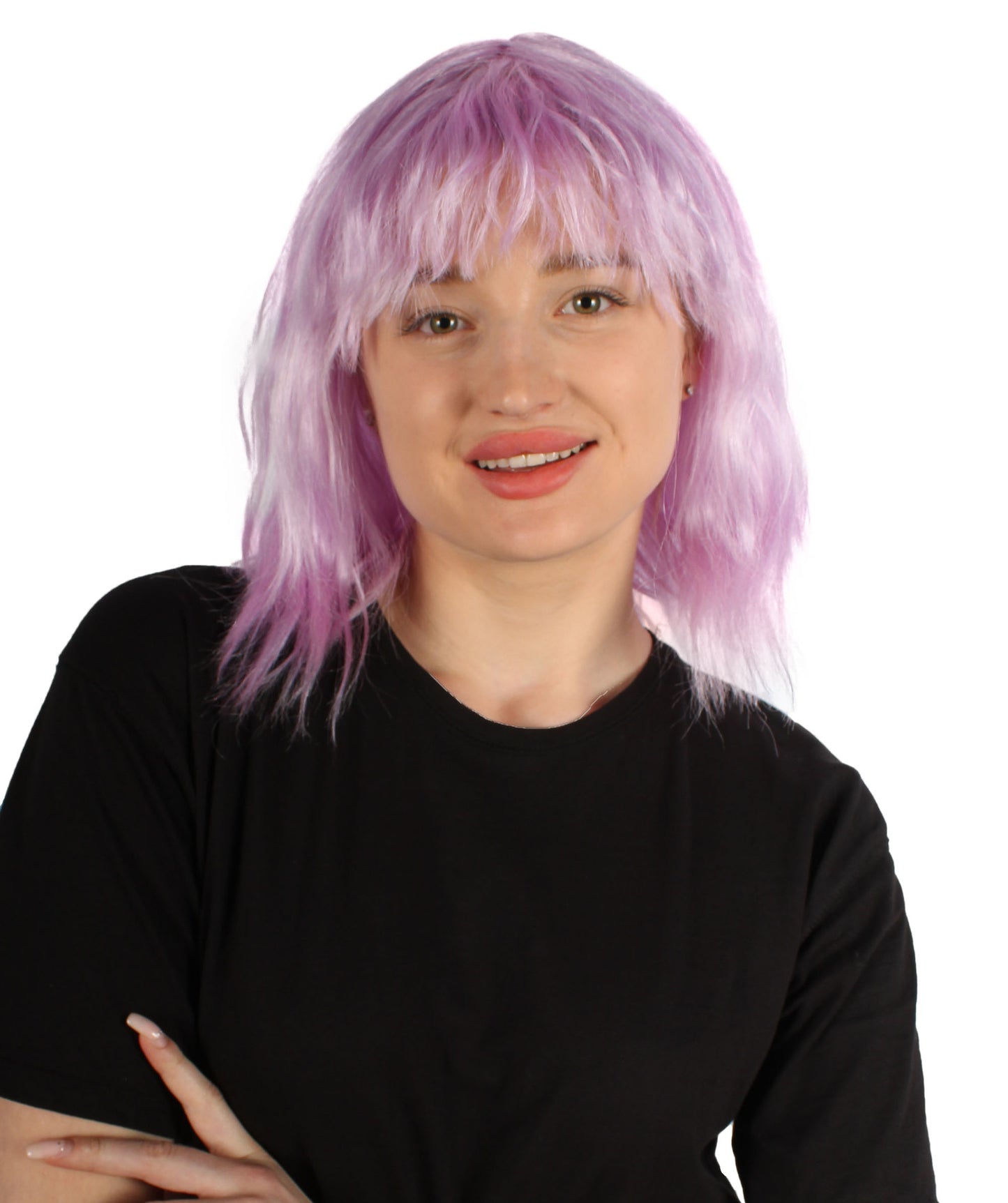 女性用ショルダーレングスバング波状コスプレウィッグ ライトパープル H-5229_13 ファンシースタイル プレミアムハロウィンパーティーウィッグコレクション