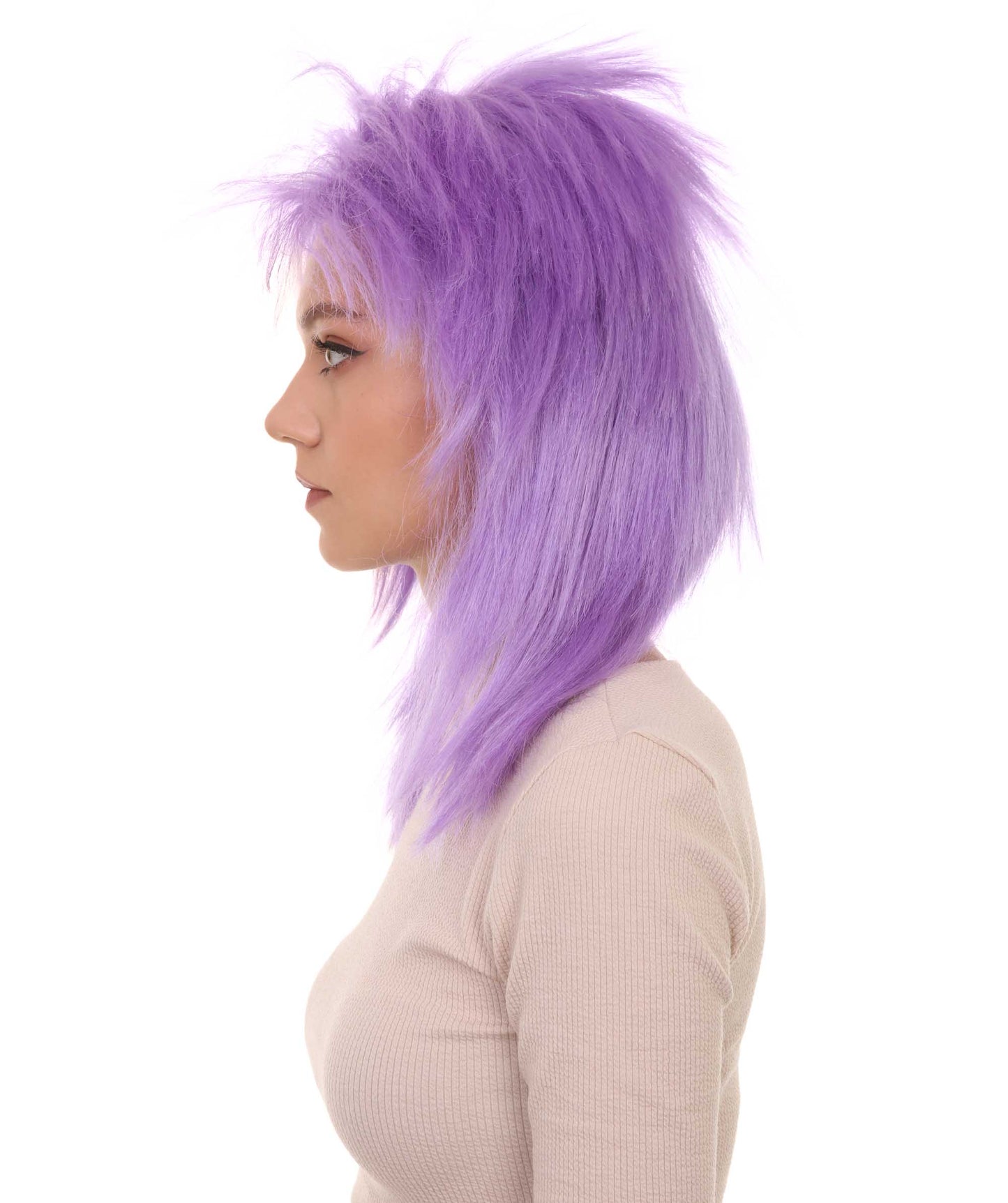 Wigs2you ハロウィン パーティー プレミアム H-1317 簡単に着用でき 快適なフィット感 80 年代女性ライラック ロッカー スタイルウィッグ