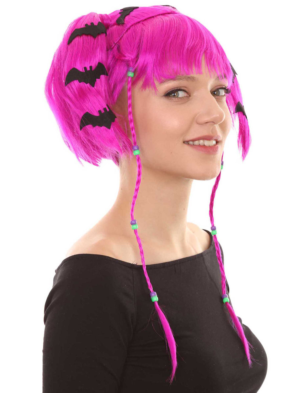 Wigs2you ハロウィンパーティープレミアム レディース H-716 バットエンジェルウィッグ ネオンフューシャカラー