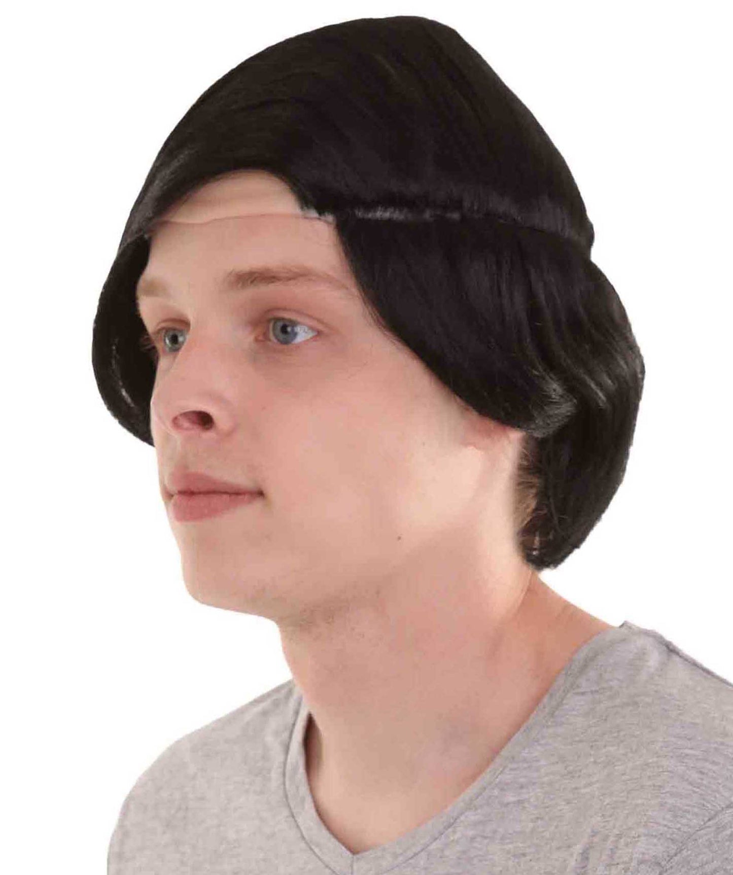 Wigs2you ハロウィンパーティープレミアム H-2145 コンボーバルド男性ブラックウィッグ あなたのためにカスタマイズ 男性の髪の部分の調整プロセス