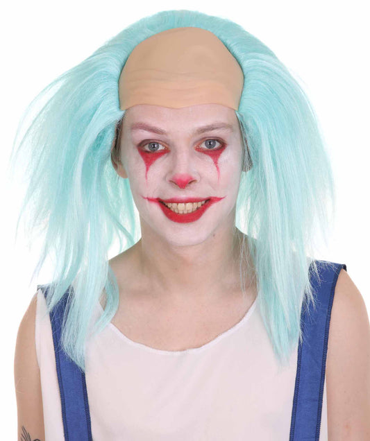 大人用ハーフボールド面白い男性用ライトブルーウィッグ H-4922 ハロウィンにぴったり 軽量難燃性合成ファイバー