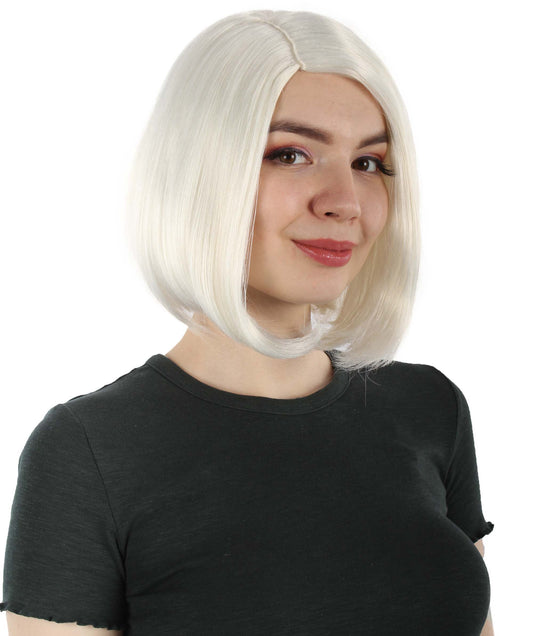 女性用ショルダーレングスフラッパーウィッグ ホワイト H-5375_16 合成繊維ヘア ハロウィンパーティーウィッグコレクション