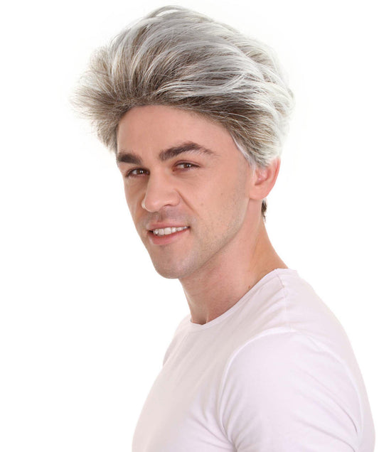 男性用 H-1560 ゾンビ スタイル ブラウン&ホワイト ウィッグ コスプレ ハロウィン ウィッグ プレミアム通気性キャップレスキャップ