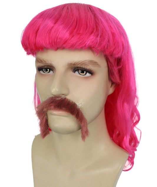 ハロウィンパーティープレミアムメンズH-5565_PKピンクマレットウィッグとヒゲセット