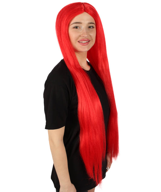 女性 36インチ 超長いウィッグ 赤 H-5379 バングなし コスプレ衣装の髪ウィッグ