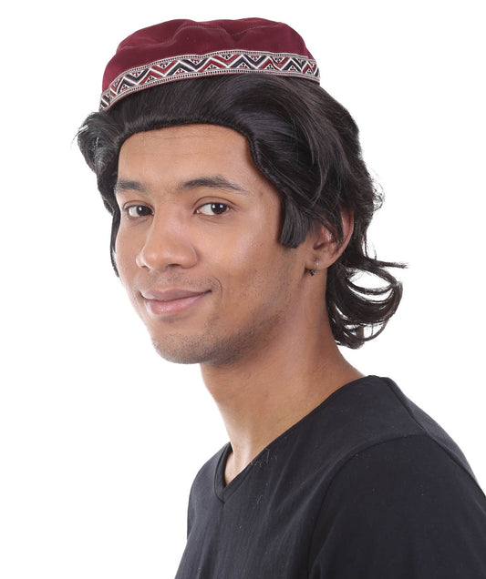 Wigs2you H-4878 アラジン プリンス ウィッグ 帽子付き ダークブラウンカラー TV/映画用ウィッグ - 男性用セレブ風ウィッグ コスプレ パーティー ウィッグに最適