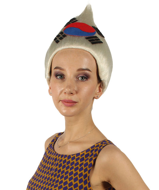 女性用コスプレウィッグ 韓国国旗 トロールスタイル H-4006 国の誇り ハロウィンウィッグ プレミアム通気性キャップレスキャップ