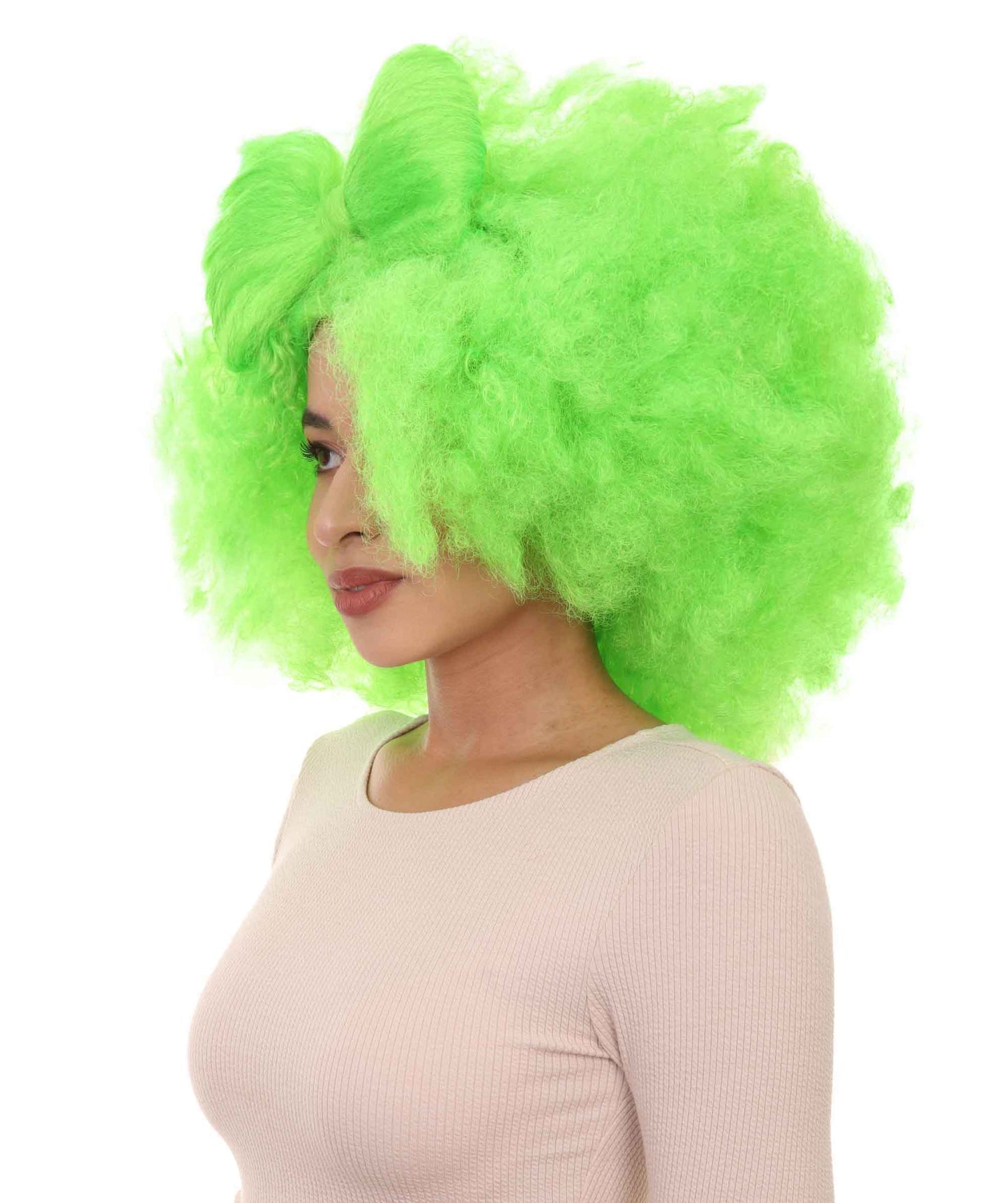 Wigs2you ハロウィン パーティー プレミアム レディース H-1238 着けやすい 快適なフィット感 ライム アフロ スモール ボウウィッグ