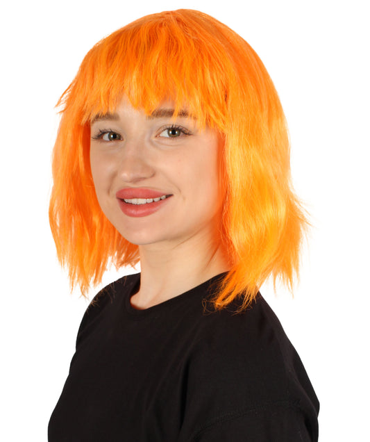 女性用 肩までの長さの前髪つき ウェービーコスプレウィッグ オレンジ H-5229_4 ファンシースタイル プレミアムハロウィンパーティーウィッグコレクション