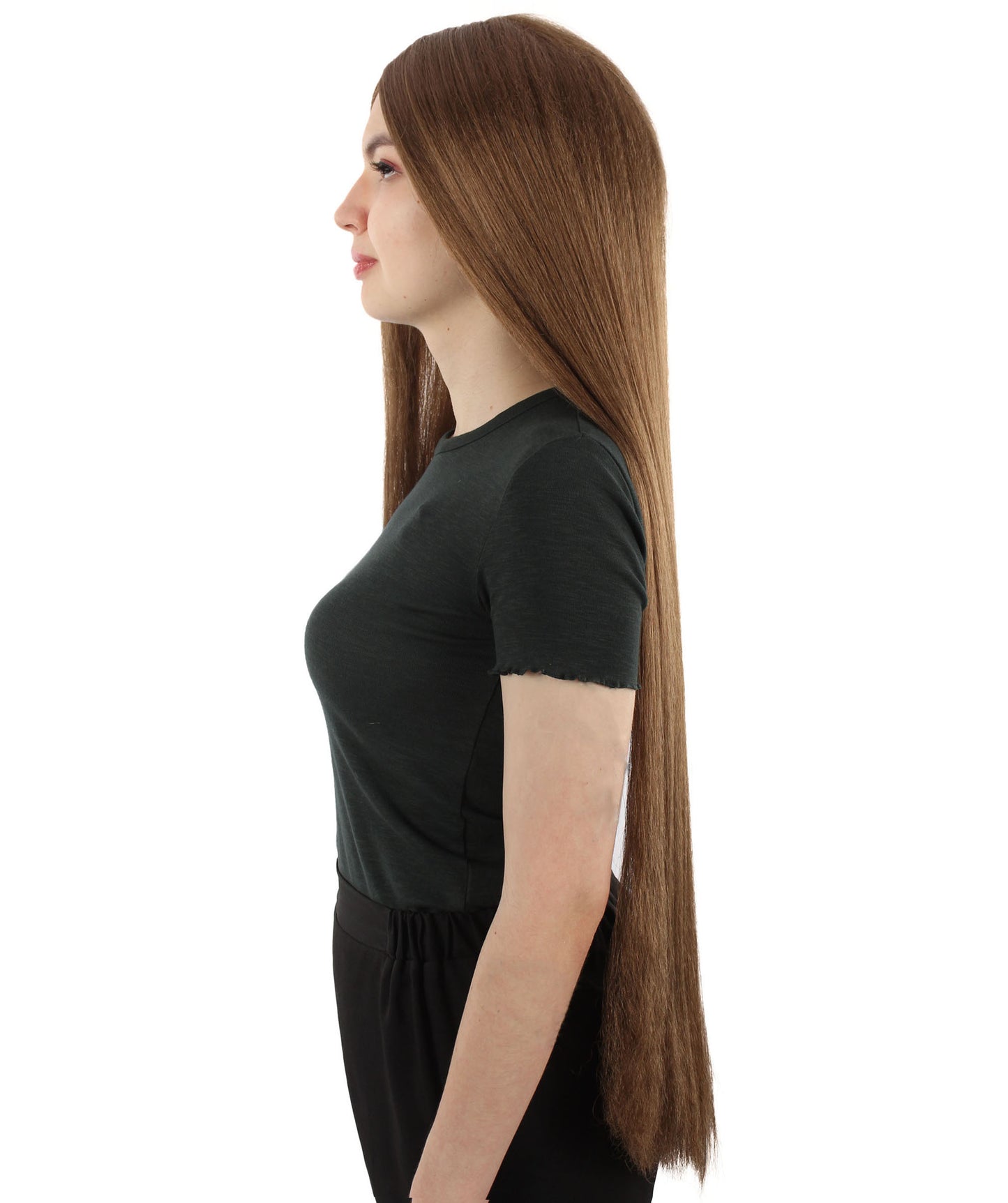 女性 36インチ 超長いウィッグ ライトブラウン H-5379_12 バングなし コスプレ衣装の髪ウィッグ