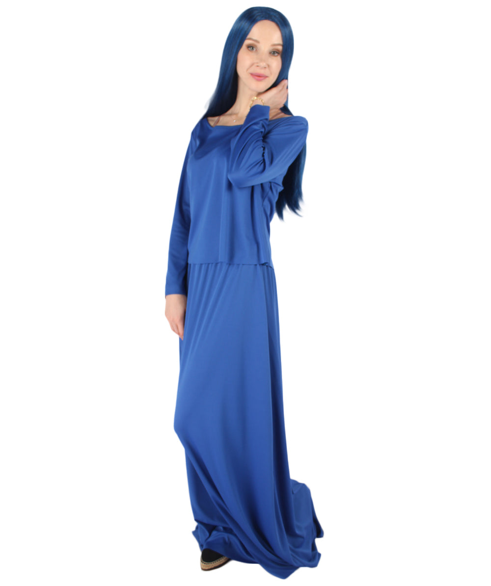 女性用 JCP-066_3 シンプル スカイブルー ドレス ハンドメイド コスプレ コスチューム バッグとボンネット付き