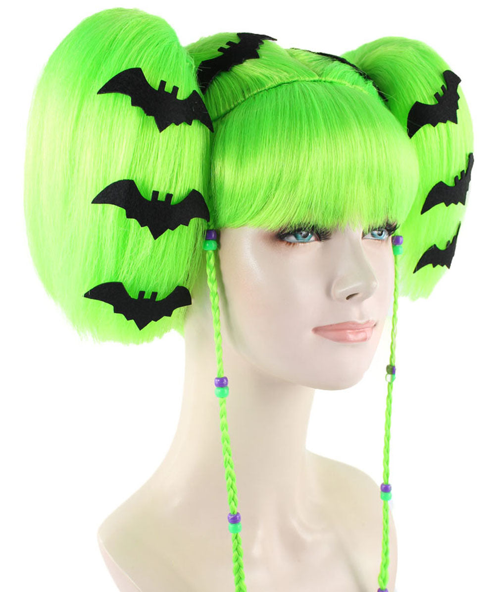Wigs2you ハロウィンパーティープレミアム レディース H-700 バットエンジェルウィッグ ライムカラー