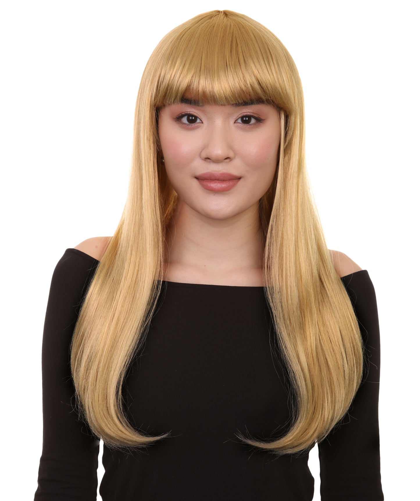 女性用 ロング ライトブラウン ボブ ウィッグ H-3352 ファンシー パーティー イベント レディ ハロウィン ウィッグ プレミアム通気性 キャプレス キャップ