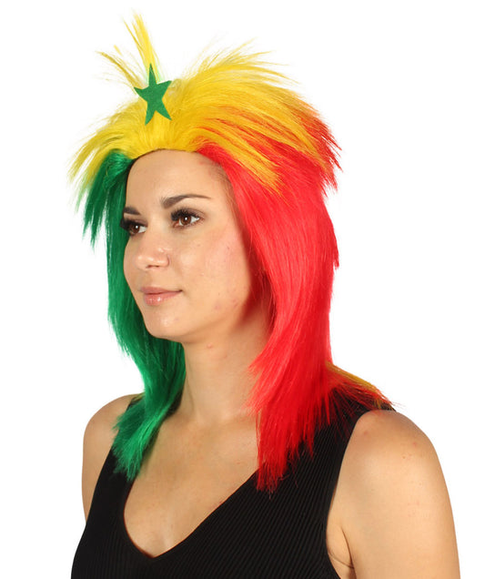 ハロウィンパーティ プレミアムレディース H-4015 セネガルフラッグ スポーツマレットウィッグ