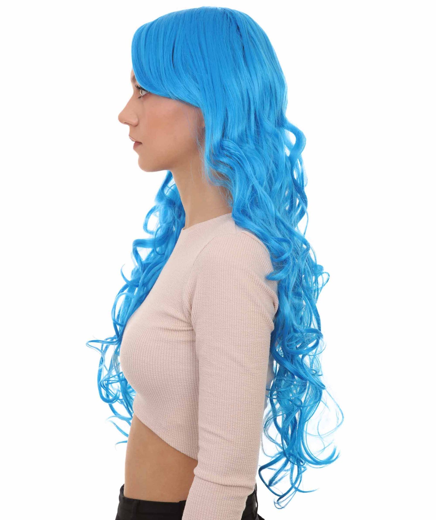 Wigs2you ハロウィンパーティ プレミアムレディース H-2038 着用しやすく とても快適 ロングカーリーブルーウィッグ あなたの美しさを引き立てる