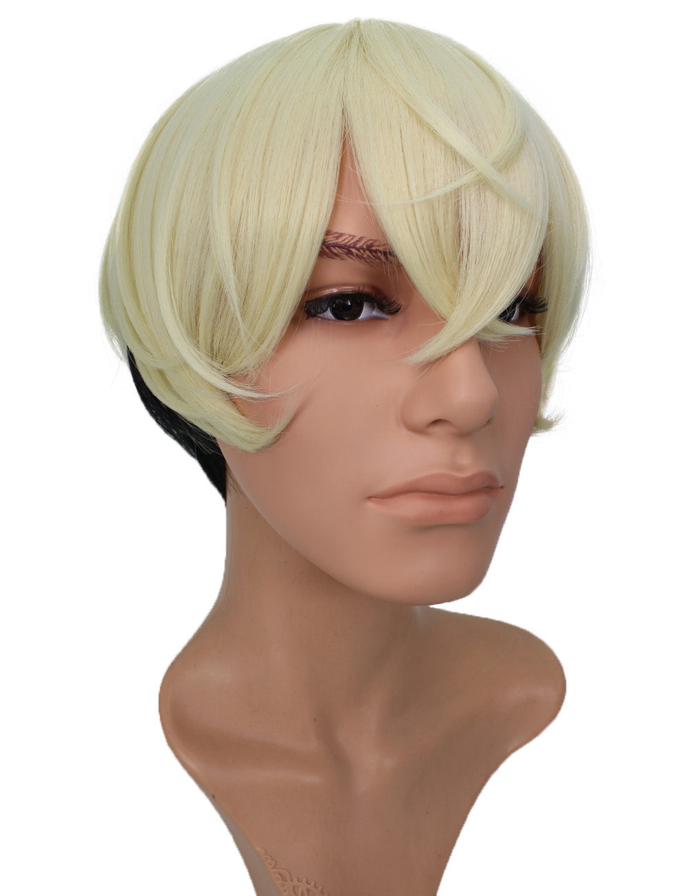 メンズファッション C-095 ショート C-プラチナブロンド/ブラック コスプレヒートスタイラブルウィッグ