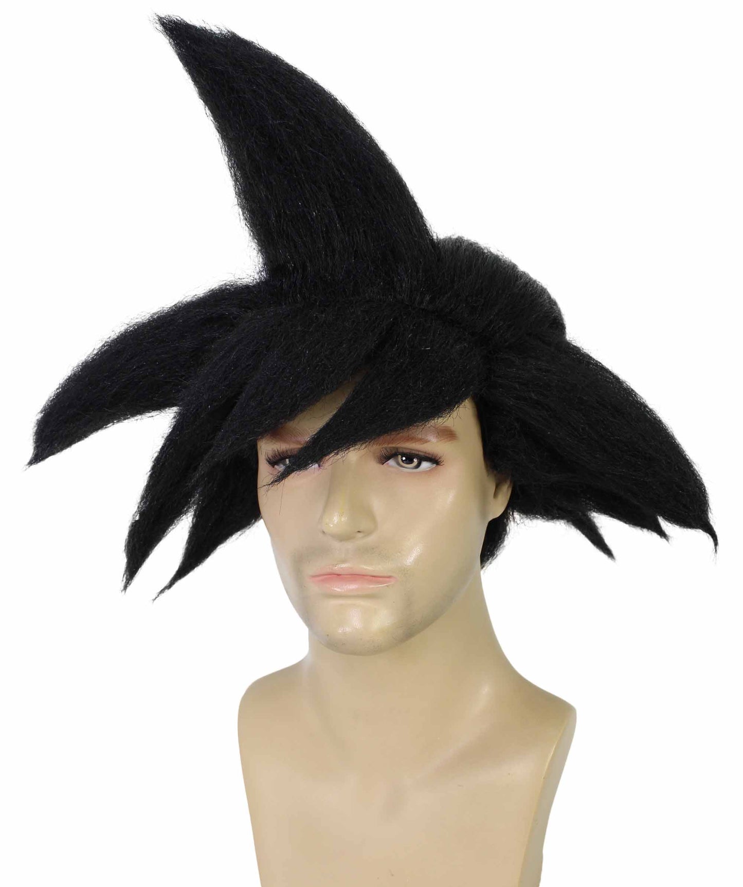 ハロウィンパーティープレミアムメンズ H-5639 ブラックサイヤンウィッグ 軟らかい合成繊維の髪