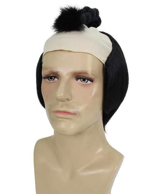 メンズ H-6094 ショート ブラック 日本の戦士ウィッグ コスプレに最適 難燃性合成繊維