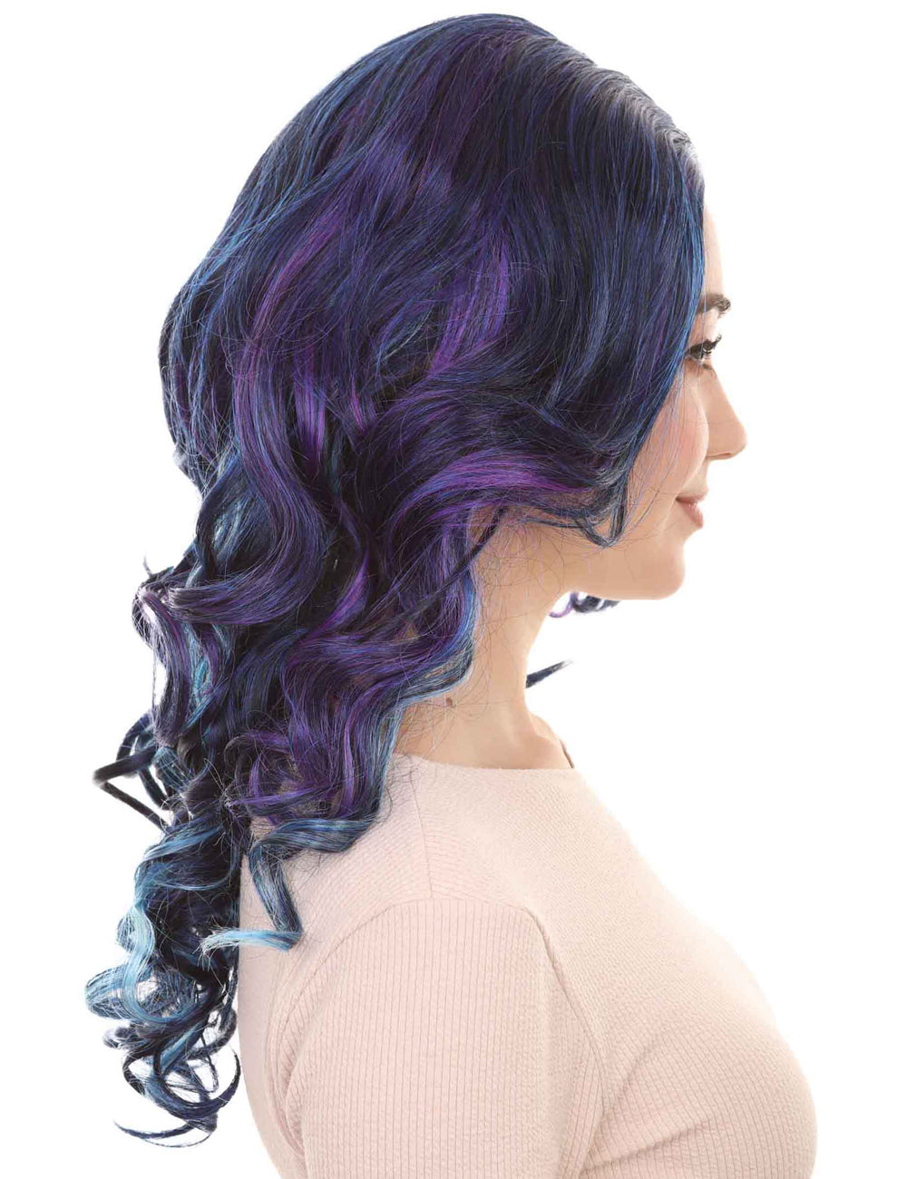 Wigs2you ハロウィンパーティー プレミアム レディース H-680 ダークブルー ウェーブウィッグ