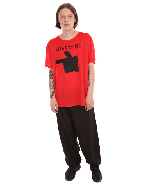 大人向け女性用 JCO-168_2 バレンタインデー レッド マッチング カップル "He's Mine" Tシャツ コスプレ コスチュームコレクション