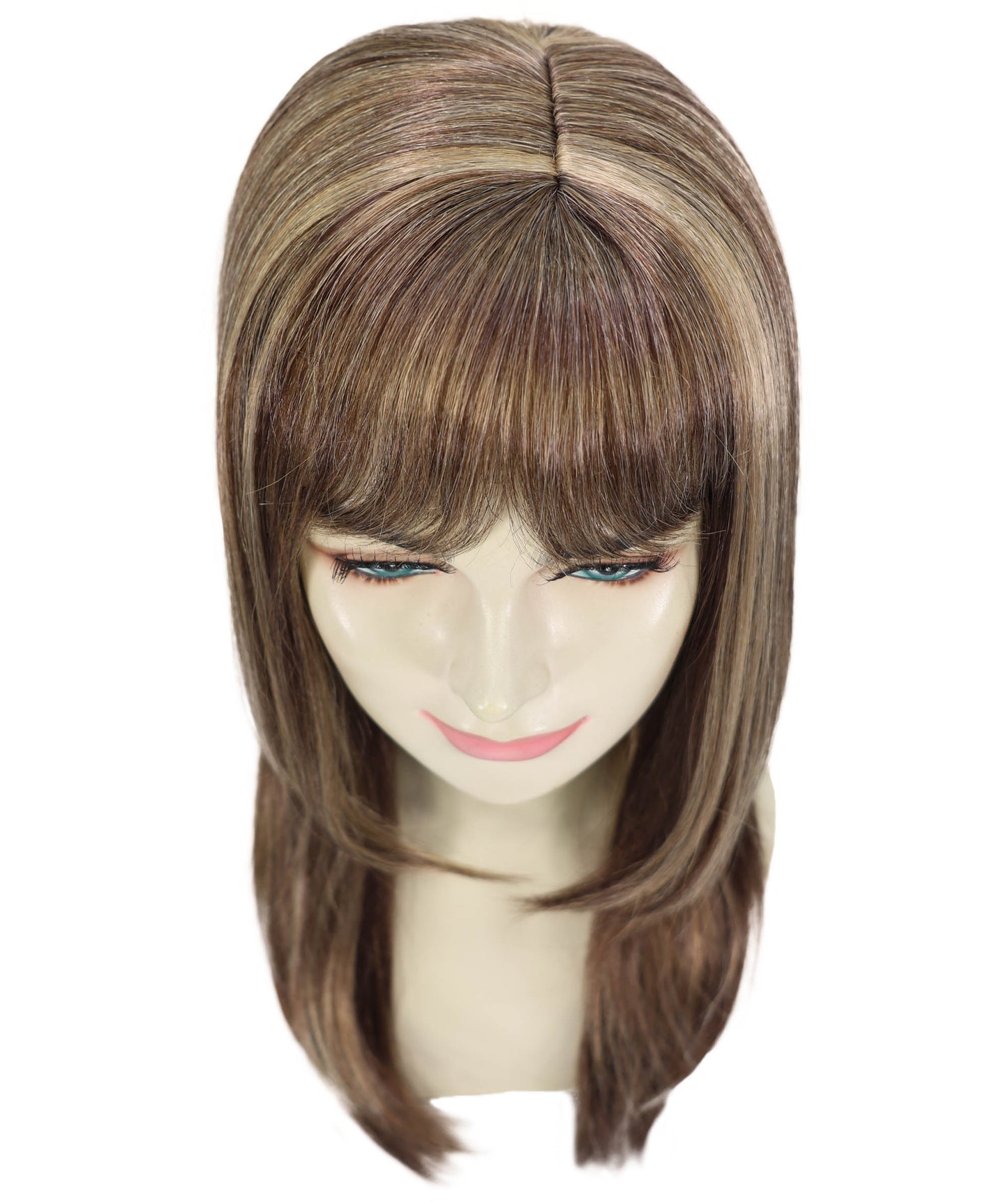女性用 90 年代風のキム ウィッグ ストレート ロング マルチ ボブ H-6801 ウィッグ、コスプレ衣装やハロウィン パーティーのスタイリッシュなウィッグ、快適な通気性のあるキャップ ウィッグ、合成繊維のヘア ロールプレイ ウィッグ。