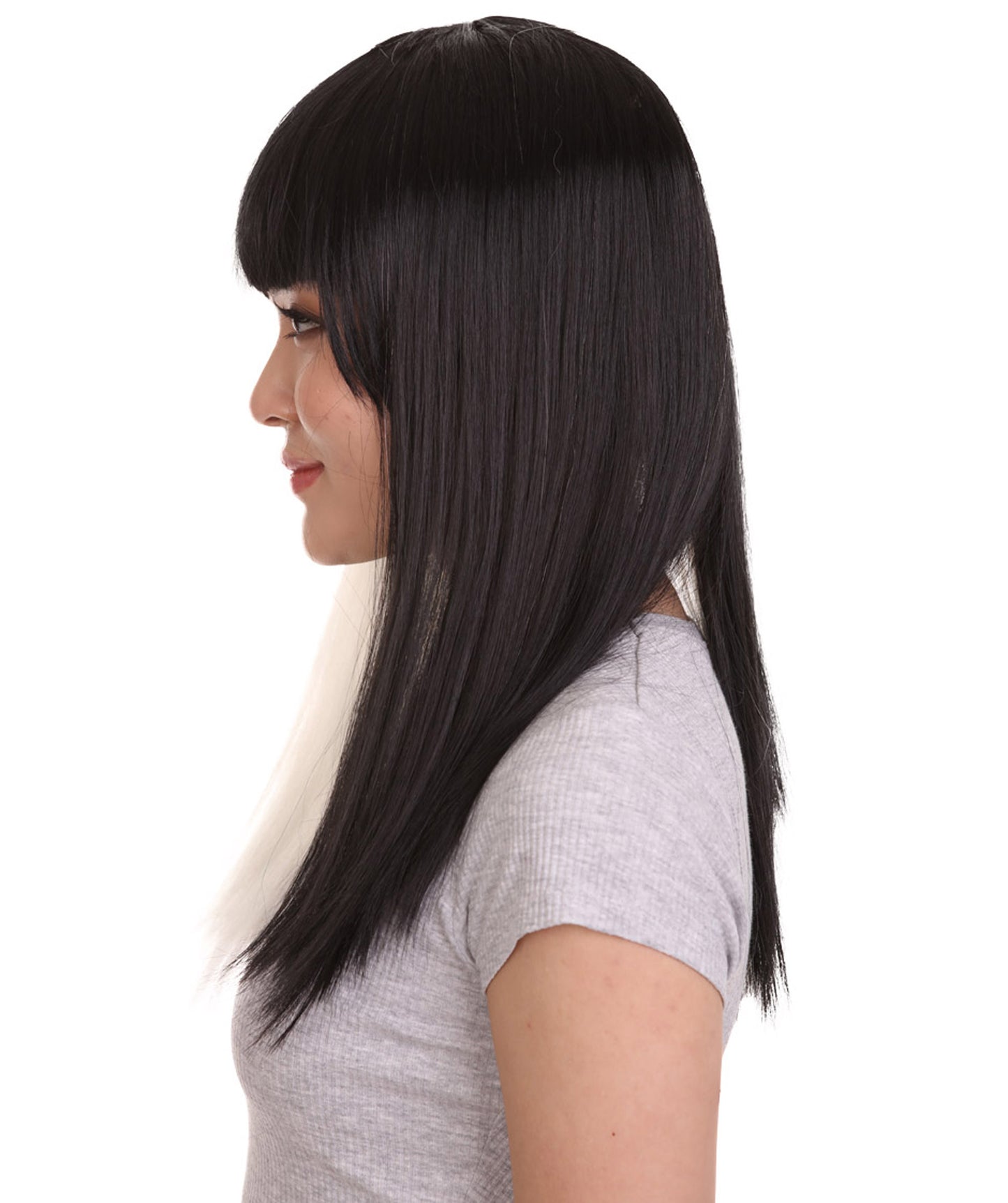 Wigs2youハロウィンパーティープレミアムレディースH-1937 着けやすい 非常に快適 黒と白のロングウィッグ