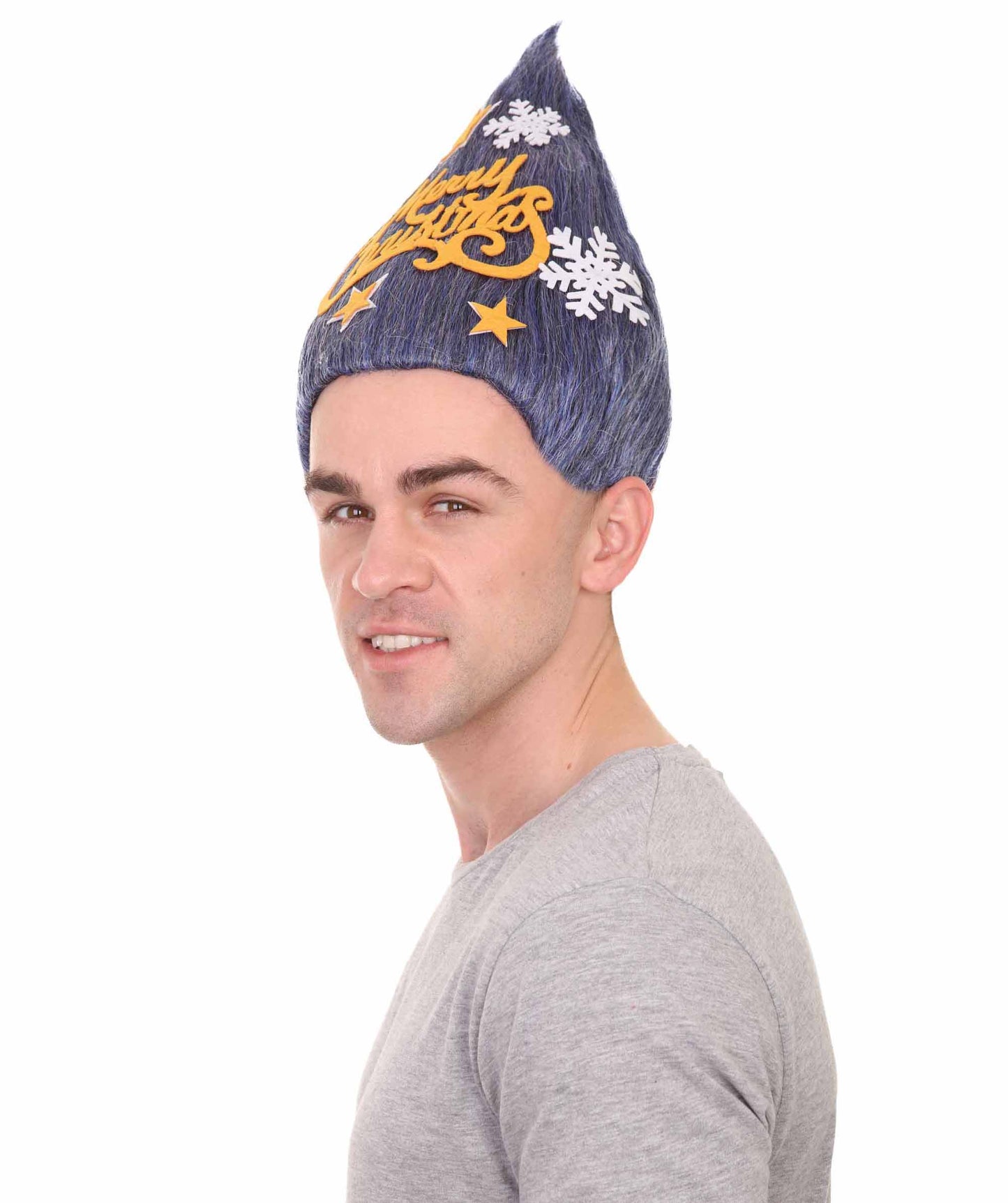 男性用 ブルー クリスマスツリー トロール ウィッグ H-2473 ハロウィンパーティー に最適