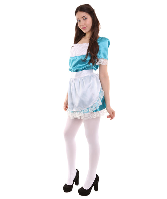 女性用 JCO-343_18 伝統的なメイドユニフォーム アクアブルー コスプレ コスチューム