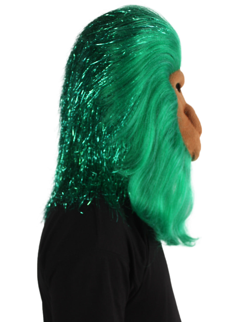 ハロウィンパーティープレミアムメンズ H-5647-GR ヘアリーユニセックスエイプティンセルマスクのみ 緑 軟らかい合成繊維