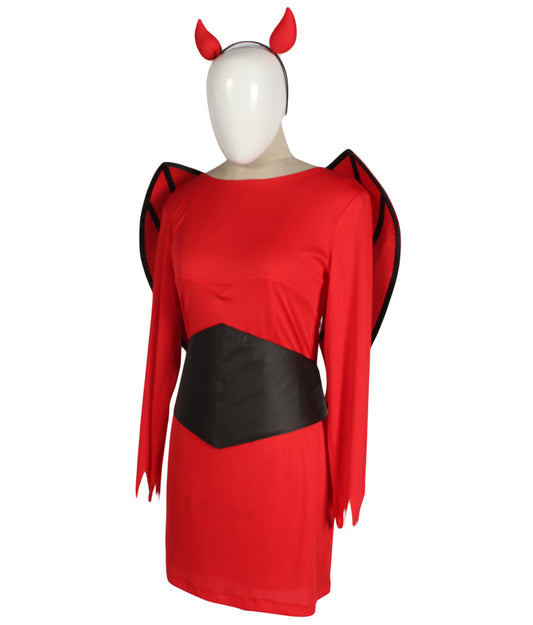 大人女性用! 赤が目を引く悪魔風コスチューム! カチューシャ付き! パーティーや仮装にもおすすめ。JCH-099
