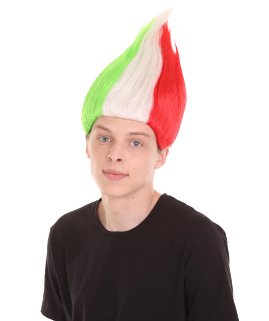 ユニセックス H-1555 イタリア フラッグ トロール ウィッグ コレクション スポーツ ウィッグ プレミアム通気性キャップレスキャップ