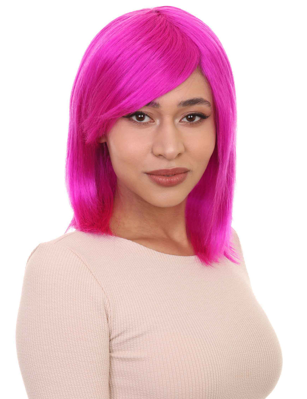 Wigs2you ハロウィン パーティー プレミアム H-1431 簡単に着用でき 快適なフィット感の女性ショート ネオン フューシャ ウィッグ