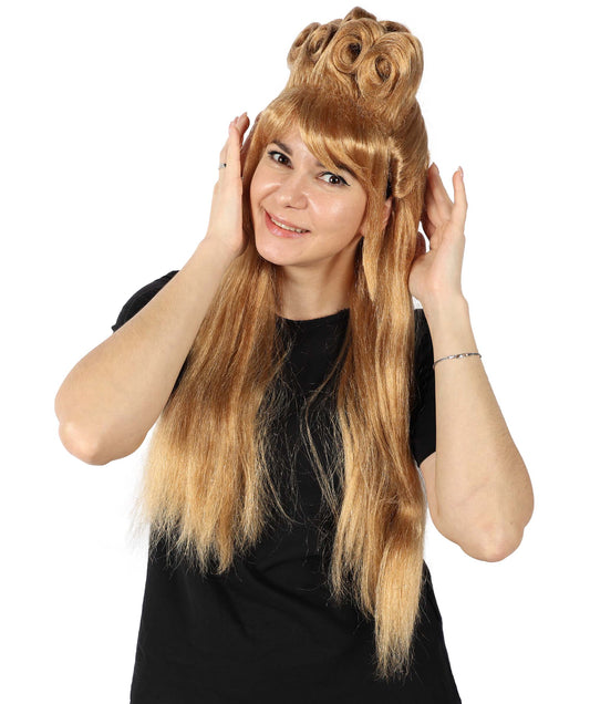 美しい女性の H-6241 英国のドラッグ クイーン ブロンド ウィッグ コスプレに最適 難燃性合成繊維