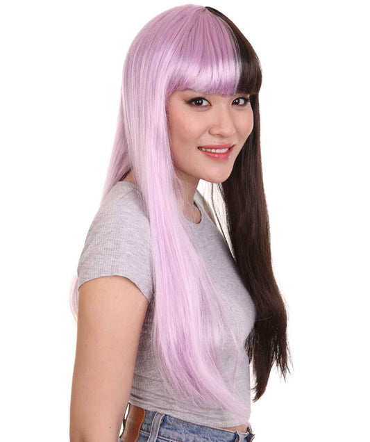 ハロウィンパーティープレミアムレディース H-4098 二色ロング ライトピンク & ダークブラウン ストレートウィッグ コレクション