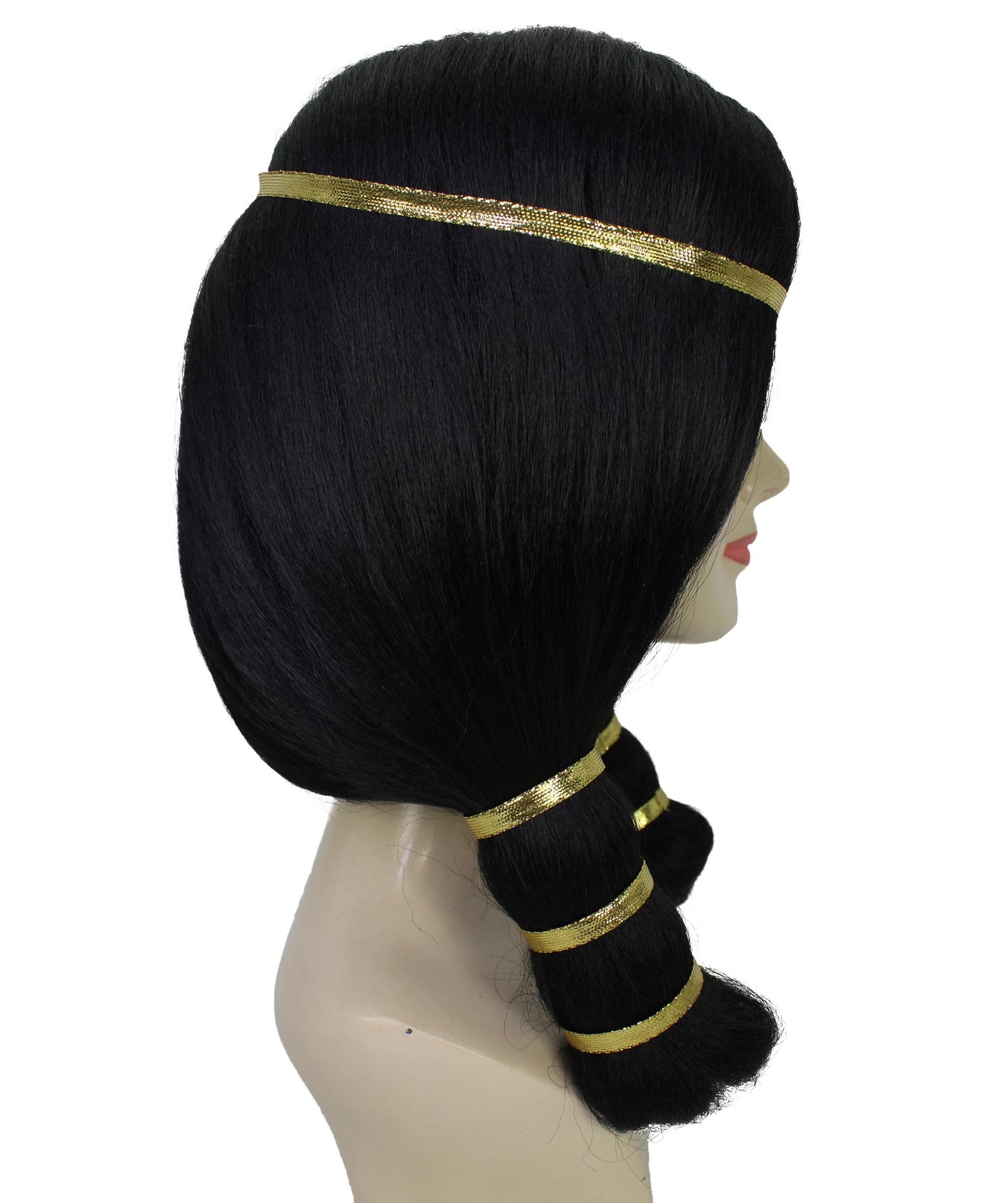 女性用 H-5867 古代エジプト ストレート ブラック ウィッグ ハロウィンに最適 難燃性合成繊維