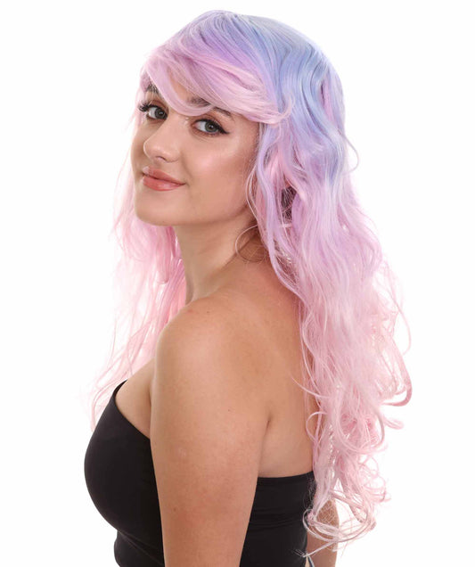 ハロウィンパーティープレミアム H-2554 ロングウェーブピンク&ブルーウィッグ 華麗なレディースウィッグでのダッパーからダッシングへの変身