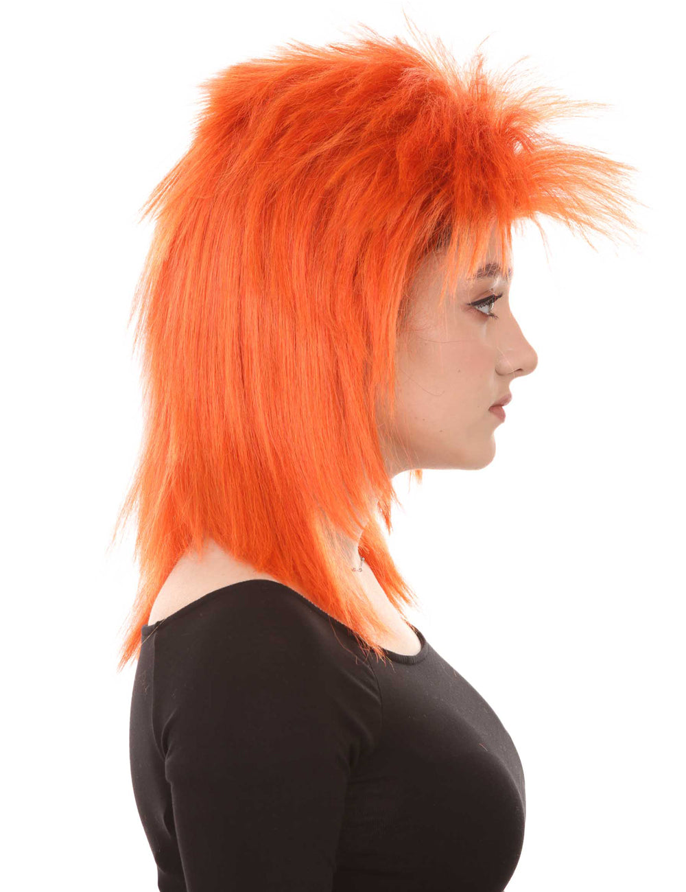 Wigs2you ハロウィン パーティー プレミアム H-1309 簡単に着用でき 快適なフィット感 80 年代女性ダークオレンジ ロッカー スタイルウィッグ