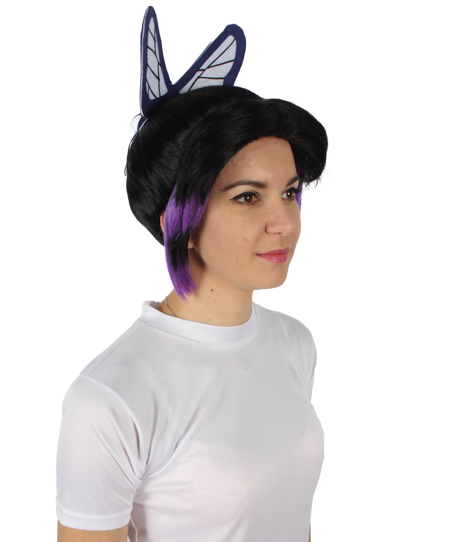 Wigs2you H-5683大人の女性の悪魔ハンター黒とダークパープルウィッグ&蝶アクセサリー