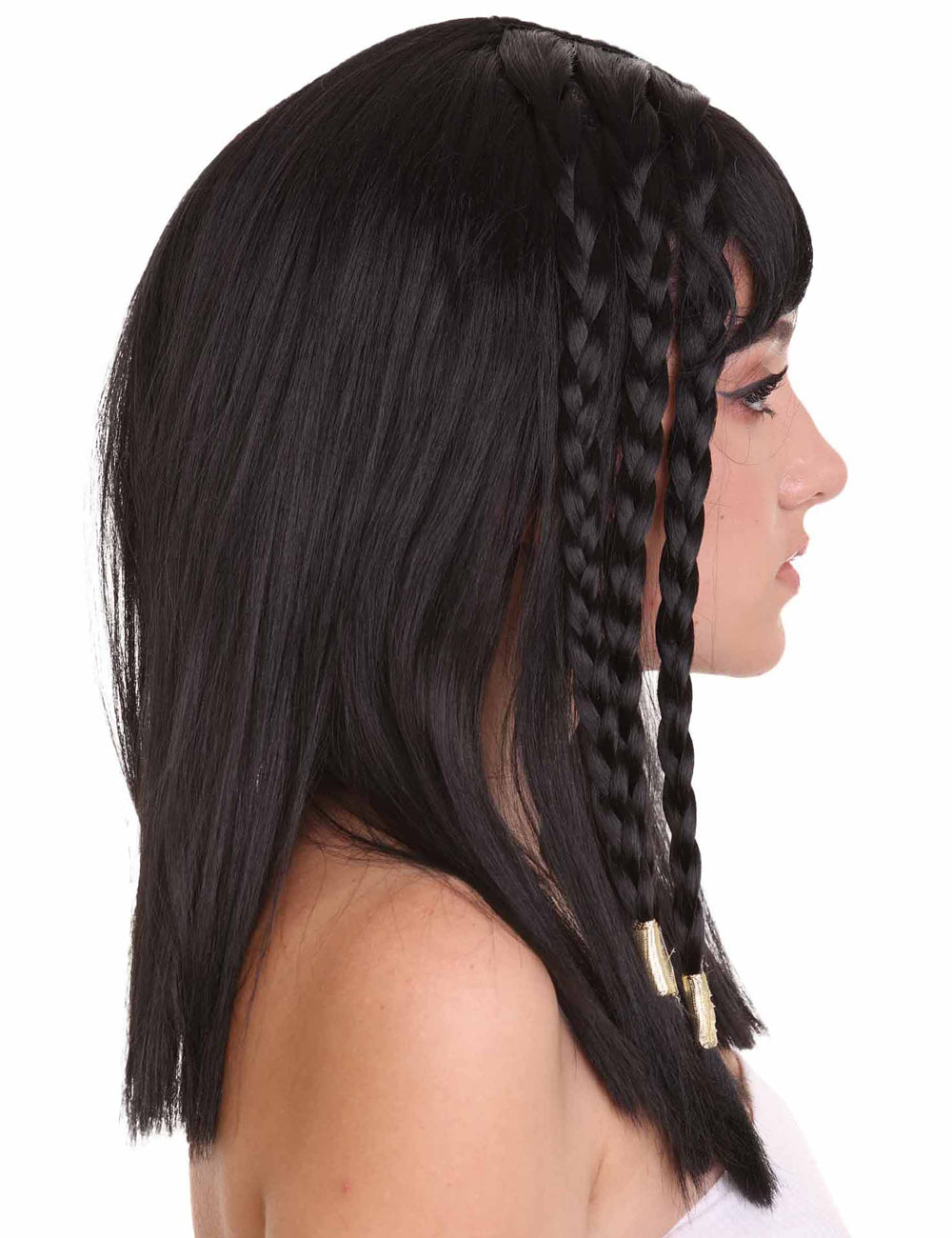 Wigs2you ハロウィンパーティープレミアム H-1453 簡単装着 快適フィット 女王クレオパトラ ブラックカラーウィッグ