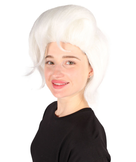 プレミアムレディースH-5939 アメリカのテレビパーソナリティドラッグホワイトウィッグ ハロウィンに最適 難燃性合成繊維