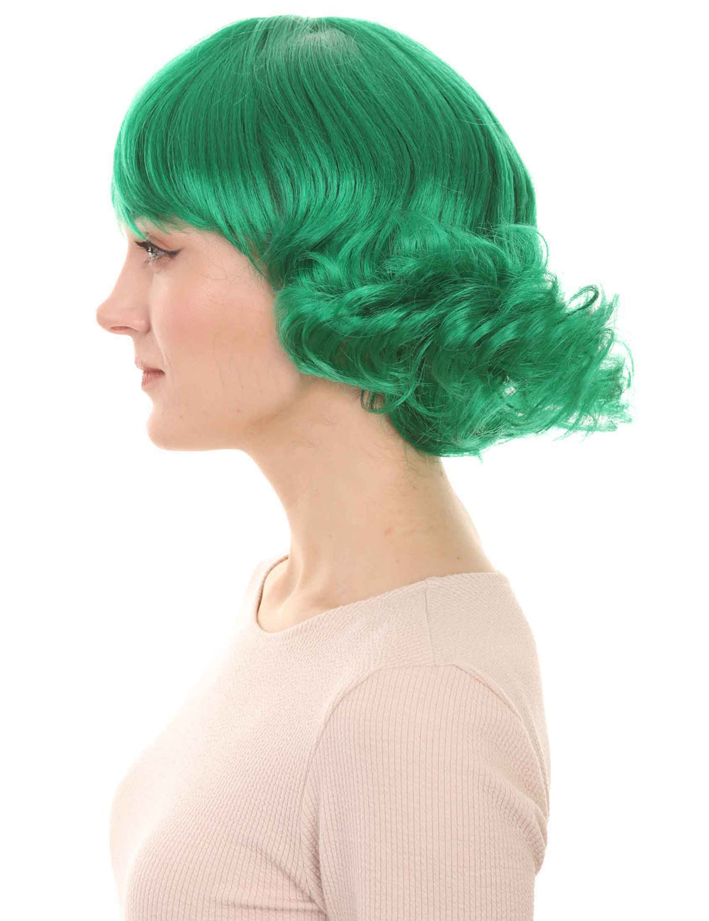 Wigs2you ハロウィン パーティー プレミアム レディース H-1350 着けやすい 快適なフィット感 カーニバル ダークグリーン ウェーブのかかったウィッグ