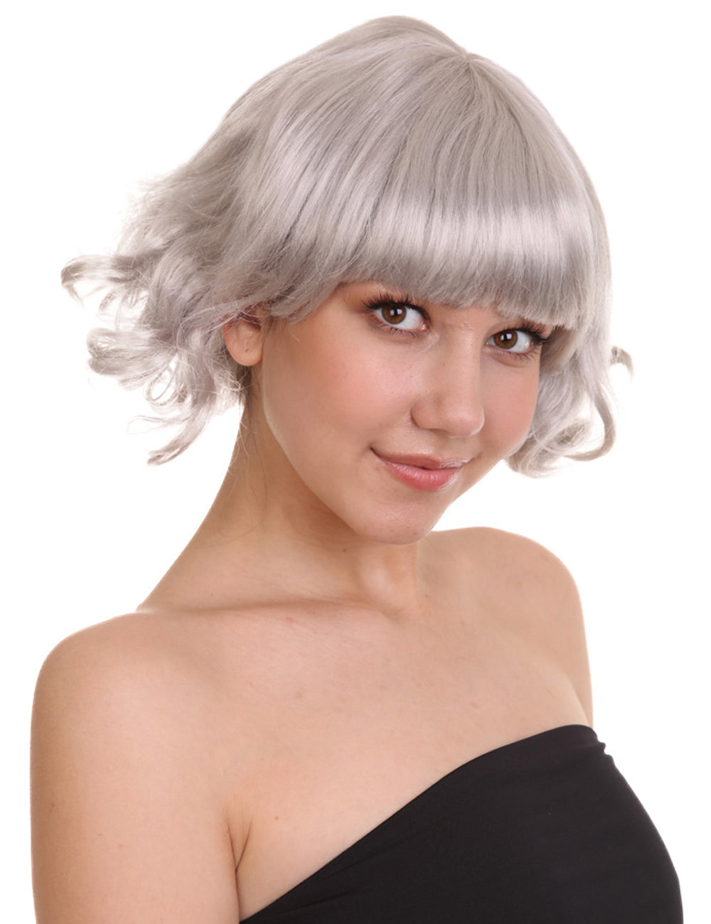 Wigs2you ハロウィン パーティー プレミアム レディース H-1361 着けやすい 快適なフィット感 カーニバル グレー ウェーブのかかったウィッグ