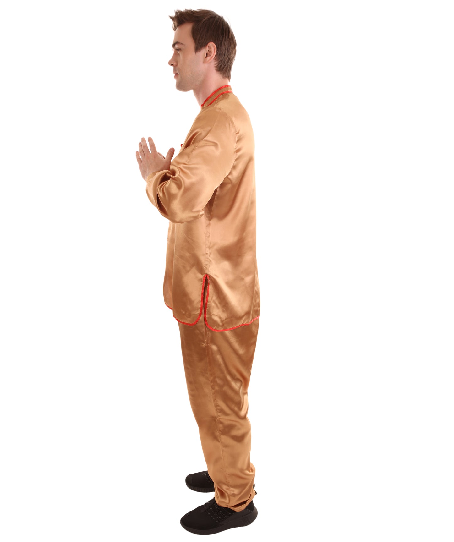 大人用メンズ JCO-269_3 中国の伝統的なカンフー ブラウンサテン 制服 コスプレ衣装