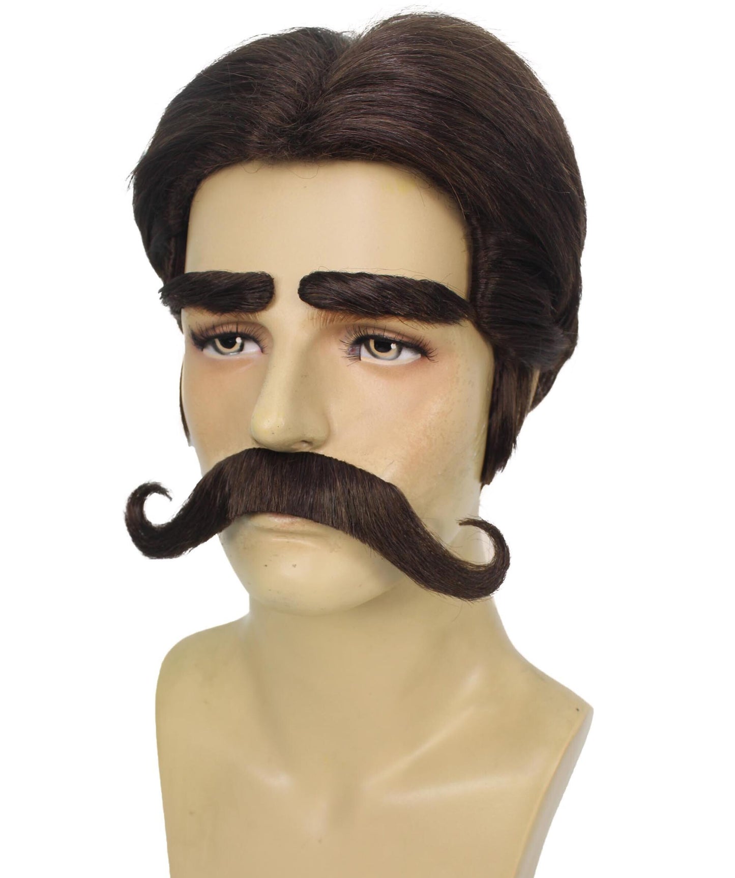 男性用 H-6154 ブラックウィッグ 眉毛と口ひげ付き ハロウィンやコスプレに最適 難燃性合成素材