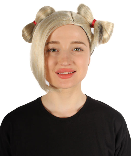 大人向け女性用 H-5816 K-pop スター ローズ ブロンド&ブラック コスプレ ウィッグ ハロウィンに最適 難燃性合成ファイバー