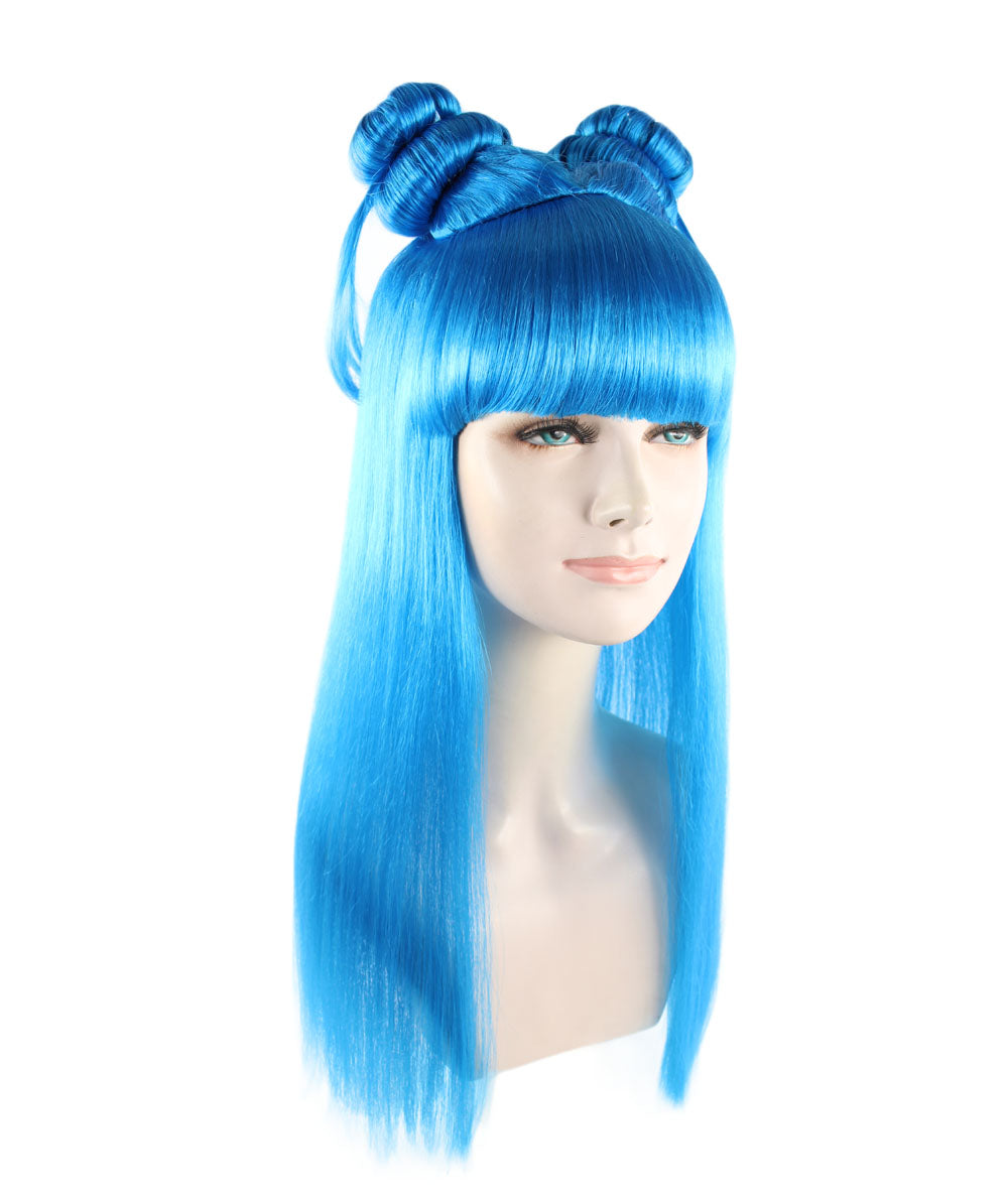 Wigs2you ハロウィン パーティー プレミアム レディース H-1227 快適なフィット感 ネオンブルー アジアン プリンセス ウィッグ