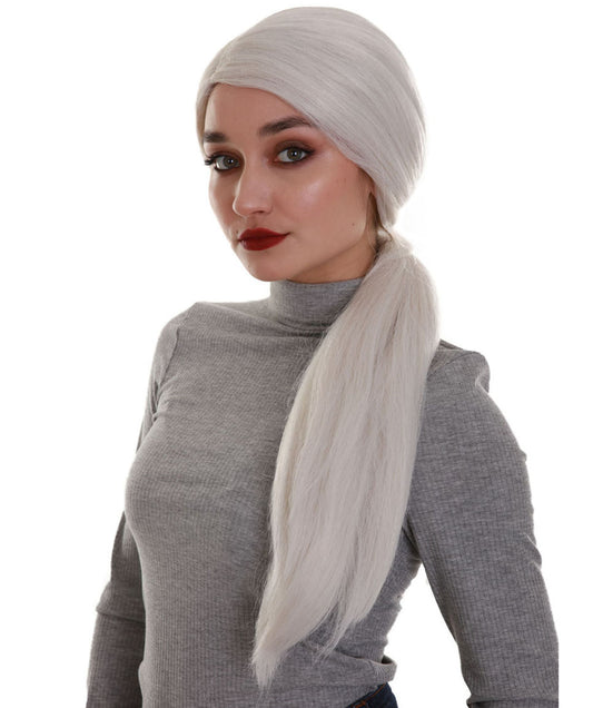 ハロウィンパーティープレミアム レディース H-5301 グレー ストレート ロングレングス ポニーテール トレンディ ミシカルゴッデスウィッグ