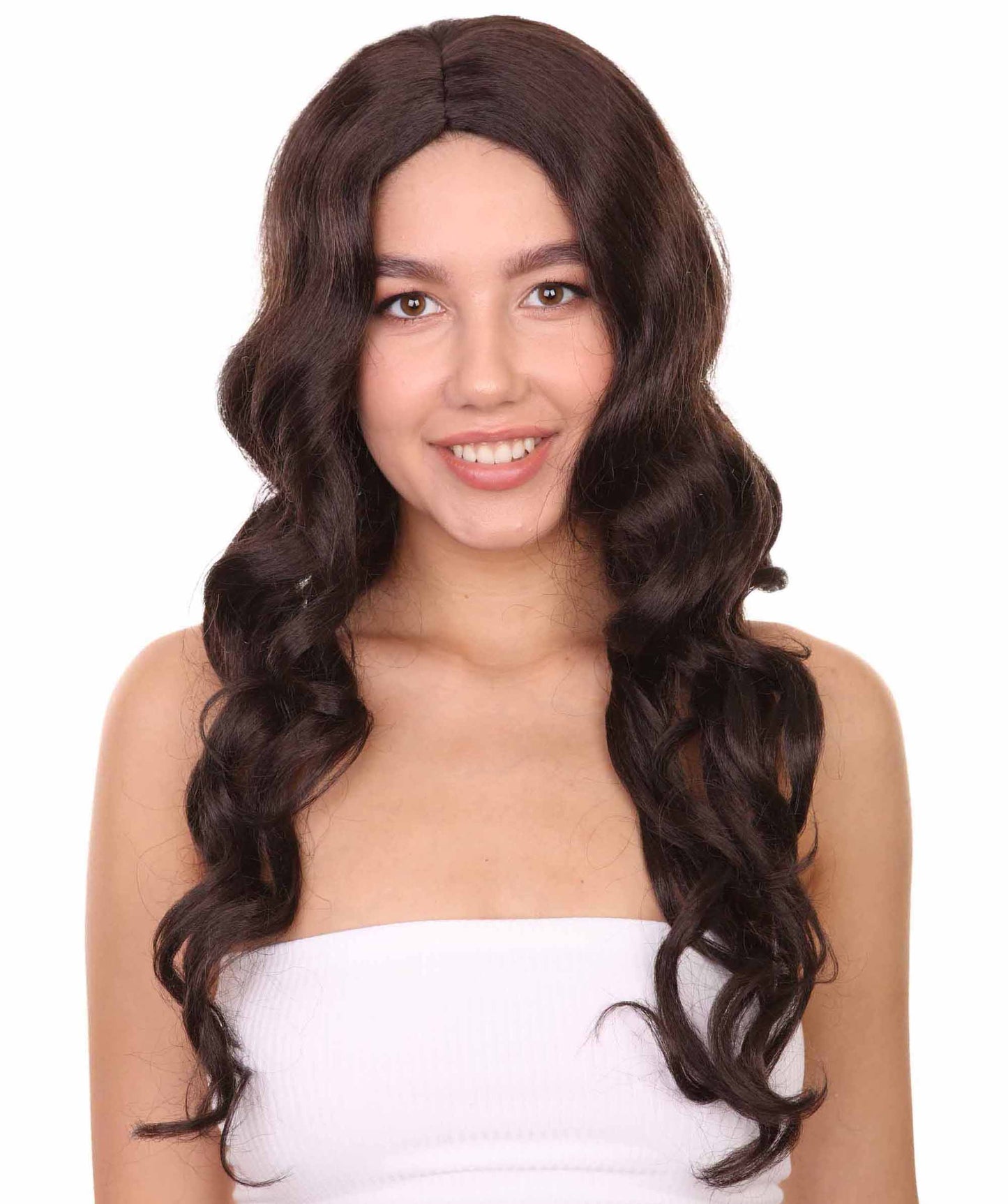 プレミアムハロウィンパーティーレディ H-5411 ウェーブを数える26インチウィッグ ブラウン