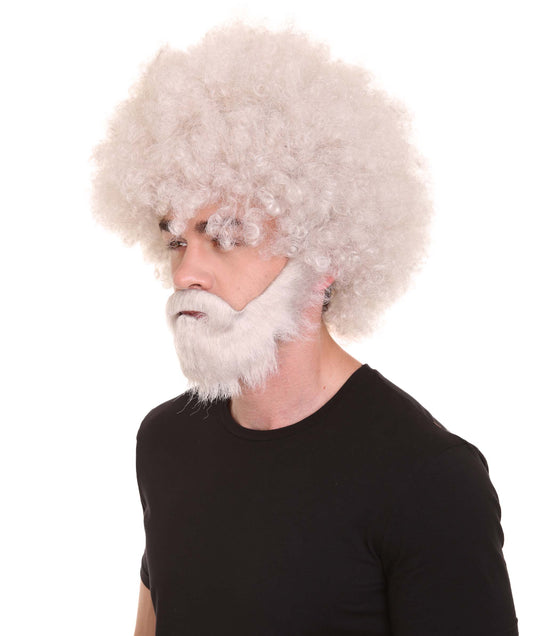 大人 男女兼用 80年代 画家風 アフロウィッグ 顎髭と口髭セット グレー H-5132 シンプルでクラシックなセレブコスチューム プレミアムハロウィンウィッグ