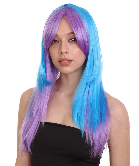 パープル・ブルー 2トーン オンブレウィッグ H-2812 マルチカラー ファンシースタイル ハロウィンパーティ プレミアムウィッグ